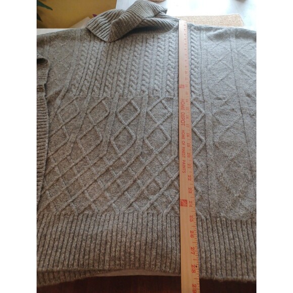 LOFT gray cableknit turtleneck sweater M/L oversize open sides boho poncho layer - Picture 11 of 11